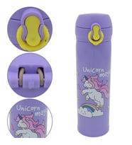 Çılgıntrend Çocuklara Özel İsim Yazılı Unicorn Tasarımlı Termos Matara (Mor)
