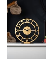 Gowpenart Dizayn Rakamlı Metal Masa Saati 1,5 mm Kalınlık 25x23cm (Gold)