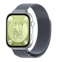 Huawei Watch Fit 3 Uyumlu Paslanmaz Hasır Örgü Metal Milano Kordon Strap (Gri)