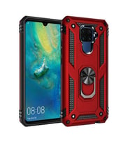 Huawei Mate 30 Lite Uyumlu Kılıf Standlı Manyetik Yüzüklü Military Magnetic Ring Polycarbonate and TPU Case (Kırmızı)
