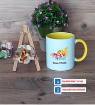 Müzik Öğretmeni Kupa Bardak Beyaz ve Fotoğraflı Ahşap Anahtarlık Hediye Öğretmenler Günü Hediyesi (Model 7)
