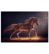 Cakapuzzle Muhteşem Kahverengi Aygır ve Mavi Desenleri  Puzzle Yapboz MDF (Ahşap) (255 Parça)