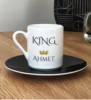 Kişiye Özel King Türk Kahvesi Fincanı Sevgiliye Hediye (Siyah)
