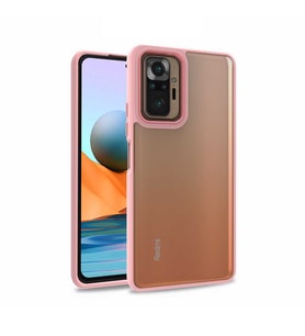 Xiaomi Redmi Note 10 Pro Kılıf Kamera Nikelaj Kenar Renkli Kapak (Rose)