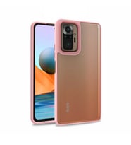 Xiaomi Redmi Note 10 Pro Kılıf Kamera Nikelaj Kenar Renkli Kapak (Rose)
