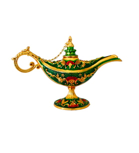 Dekoratif Alaaddin Sihirli Lambası - Vintage Tasarım, 13x8.5 cm (Yeşil)