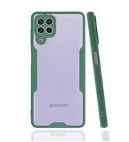 Galaxy A22 4G Kılıf Kamera Korumalı Arkası Şeffaf Silikon (Yeşil)