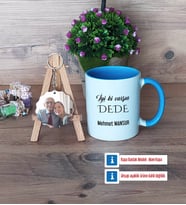 Dedeye Hediye Kupa Bardak Beyaz ve Fotoğraflı Ahşap Anahtarlık Hediye (Model 4)