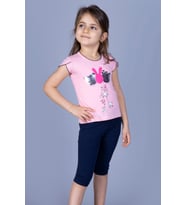 Toontoy Kız Çocuk Çevirmeli Pullu Takım (Açık Pembe)