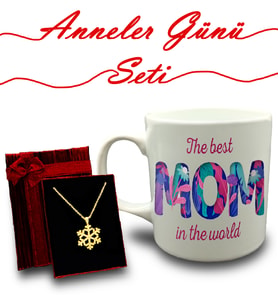 Anneler Gününe Özel Kupa & Kar Tanesi Kolye Hediye Seti (Model 2)