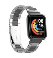 Mi Watch Lite Kordon Kasalı Metal Kordon (Gümüş-Siyah)