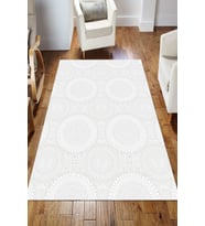 Dijital Kaymaz Taban Yıkanabilir Salon Halısı Mutfak Halısı Koridor Halısı Yolluk ND-HS-185 (Beyaz)