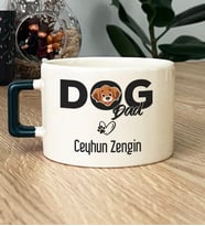 Kişiye Özel Dog Dad Hediye Lüks Fincan Köpek Babası (Koyu Yeşil)
