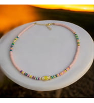 Kadın Balık Figürlü Fimo Boncuk Kolye (Pudra)