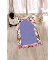 EVDEYA Dijital Baskılı Yıkanabilir Çiçekli Hediyelik Namazlık Seccade 70x130cm, Seccade-24-gri, (Mor)