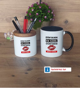 Kadın Öğretmene Hediye Kalemlik, Kupa Bardak T Kişiye Özel Hediye (Model 12)
