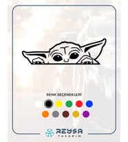 Baby Yoda Araba Stickeri siyah 16x5 CM (Siyah-Siyah)