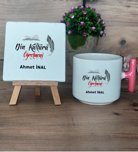 Din Kültürü Öğretmeni  Hediye Seti Kupa Bardak T Kulplu ve Dekoratif Taş Öğretmenler Günü Hediyesi Din Kültürü Öğretmeni ne Hediye (Model 4)