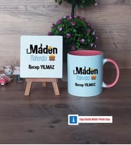 Maden Mühendisi Dekoratif Taş, Kupa Bardak Kırmızı Hediye (Model 5)