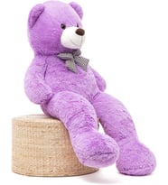 SOLE 160 cm Papyonlu Peluş Ayıcık- İthal Kumaş, Büyük BOY - % 100 YERLİ ÜRETİM (Lila)