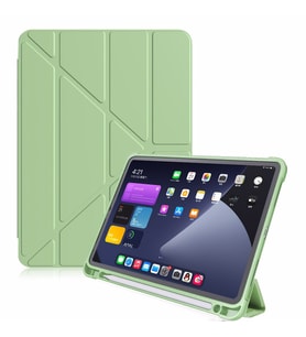 Samsung Galaxy Tab S6 Lite 2024 P620 P610 Kılıf Kalem Bölmeli Trifolding Case 13 (Açık Yeşil)