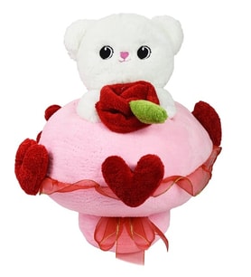 Pandamkee Peluş Tavşan Sevgi Buketi Ve Sevgililer Gününe Özel Hediye (Beyaz)