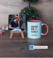 Erkek Kardeş Fotoğraflı Dekoratif Taş, Kupa Bardak Beyaz Hediye (Model 6)