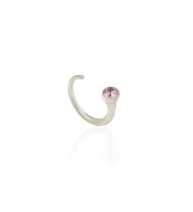 Kadir Jewellery 925 Ayar Gümüş Kaplama Zirkon Taşlı Ayarlanabilir Kadın Minimal Yüzük (Pembe)