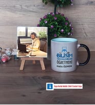 Bilişim Teknolojileri Öğretmeni Fotoğraflı Dekoratif Taş, Kupa Bardak Beyaz Hediye Öğretmenler Günü Hediyesi (Model 9)
