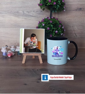 Developer Fotoğraflı Dekoratif Taş, Kupa Bardak Beyaz Hediye (Model 11)