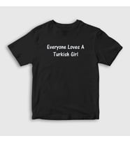 Presmono Unisex Çocuk Beyaz Everyone Loves A Turkish Girl T-Shirt 497058tt (Siyah)