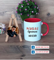 Psikoloji Öğretmeni Kupa Bardak Beyaz ve Fotoğraflı Ahşap Anahtarlık Hediye Öğretmenler Günü Hediyesi (Model 2)