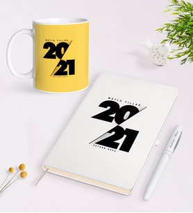 BK Gift Kişiye Özel 2024 Mutlu Yıllar Siyah Defter Kalem ve Kupa Seti-9 (Model 2)