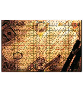 Cakapuzzle Eski Dünya Haritası Dürbün Pusula Usturlab Puzzle Yapboz MDF (Ahşap) (255 Parça)
