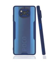 Xiaomi Poco X3 Kılıf ​​Kamera Korumalı Arkası Şeffaf Silikon (Lacivert)