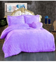 Çift Kişilik Kalpli Peluş Nevresim Takımı (Lila)
