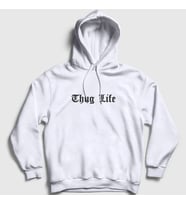 Presmono Unisex Gri Thug Life 2pac Tupac Shakur Kapüşonlu Sweatshirt 370022tt (Beyaz)