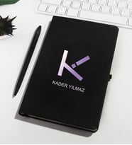 Kişiye Özel Siyah Defter Kalem Set 110724 (Mor)