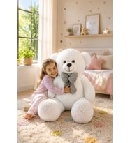 130 cm Papyonlu Büyük Ayıcık (%100 Yerli) (Beyaz)