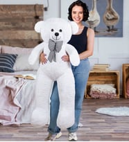 125 cm Papyonlu Büyük Ayıcık (%100 Yerli) (Beyaz)