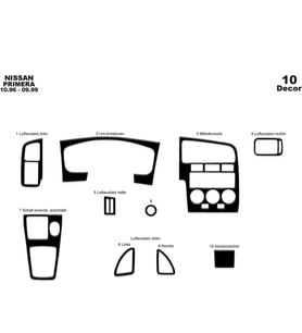 Meriç® Nissan Primera Ön Torpido Kaplama Maun 10 Parça 1996-1999 (Piano Black)