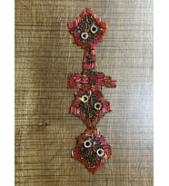 21X6 CM ÜTÜ İLE YAPIŞAN TAŞ VE BONCUK İŞLEME ARMA DEKORATİF APLİKE (Turuncu)