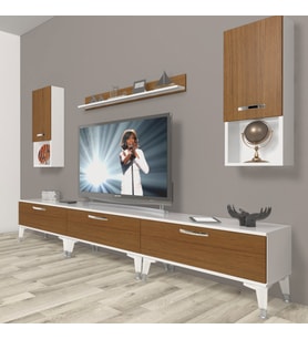 Decoraktiv Eko 270DA Mdf Silver Tv Ünitesi Tv Sehpası (Beyaz - Ceviz)