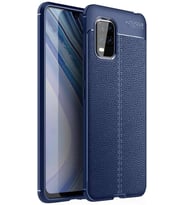 Xiaomi Mi 10 Lite Deri Desenli Kamera Korumalı Silikon Kılıf (Lacivert)