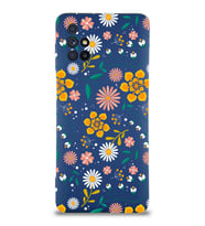 PrinfiFy Samsung Galaxy M51 Uyumlu Lansman Kılıf Çiçek Tasarımlı İçi Kadife Kapak (Lacivert)