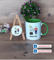 Babalar Günü Hediyesi Kupa Bardak Kırmızı ve Ahşap Anahtarlık Hediye Babaya Doğum Günü Hediyesi (Model 13)