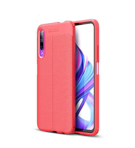 Huawei P Smart Pro 2019 Kılıf Zore Niss Deri Desenli Silikon (Kırmızı)