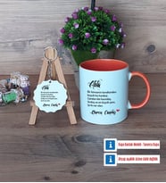 Ablaya Hediye Kupa Bardak Kırmızı ve Ahşap Anahtarlık Hediye (Model 12)