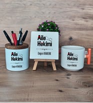 Aile Hekimi Hediye Sepeti Kupa Bardak T Kulplu, Kalemlik ve Dekoratif Taş Doktora Tıp Bayramı Hediyesi (Model 7)