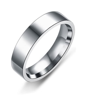 6mm Parlak Düz Model Unisex Kadın Erkek Çelik Alyans Yüzük cl39 (Beyaz)